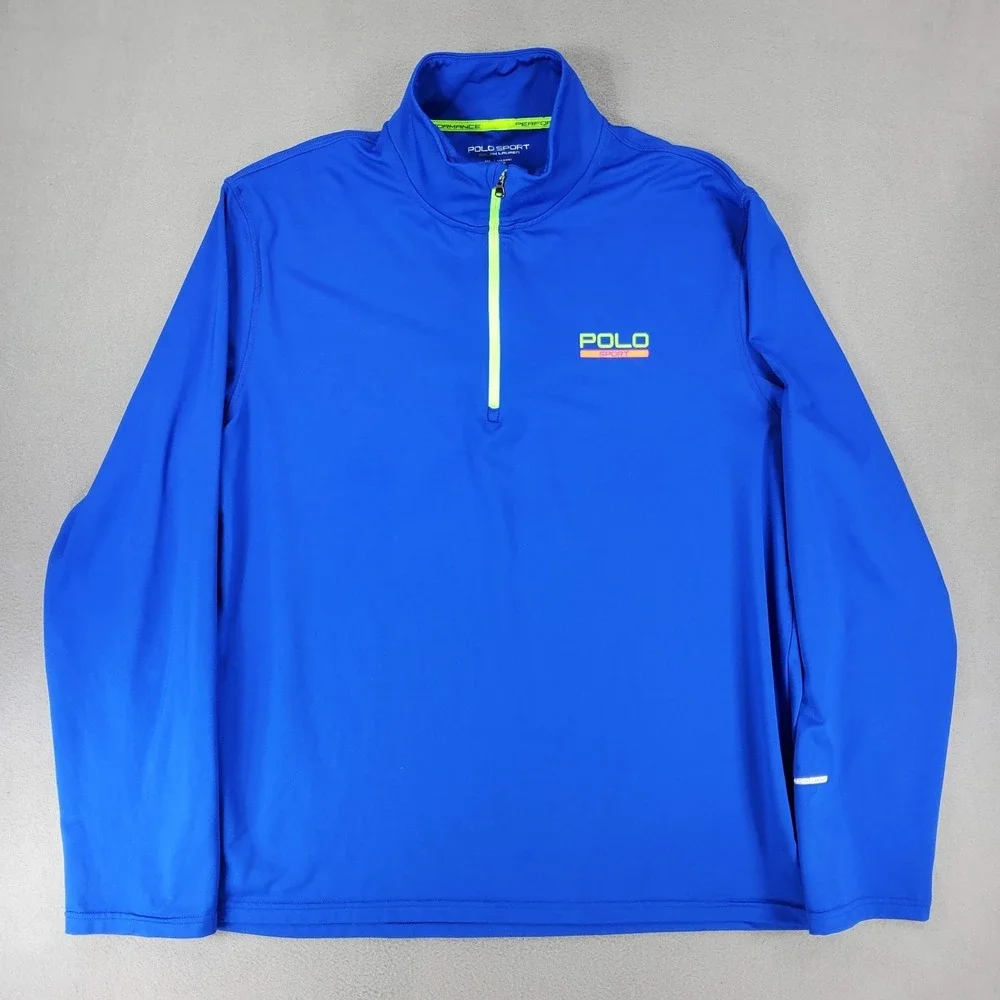 Polo Sport Ralph Lauren Performance‎ Pullover Mens XL Blue 1/4 Zip Golf Stretch